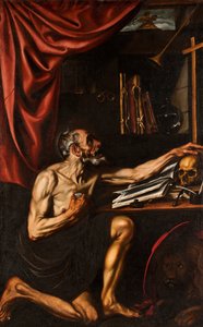 彼の研究で苦行をしている聖ジェローム 作： Luis Tristan de Escamilla